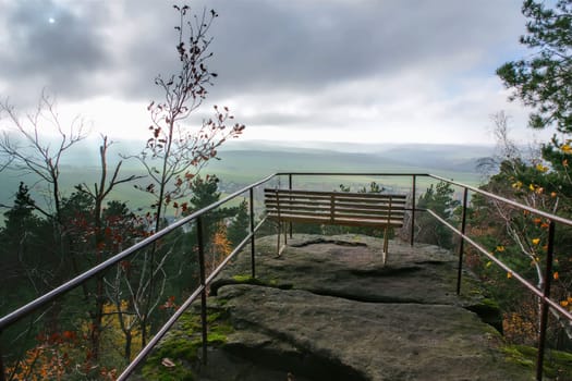 view from mountain Napoleonstein in Elbe Sandstone Mountains, Germany