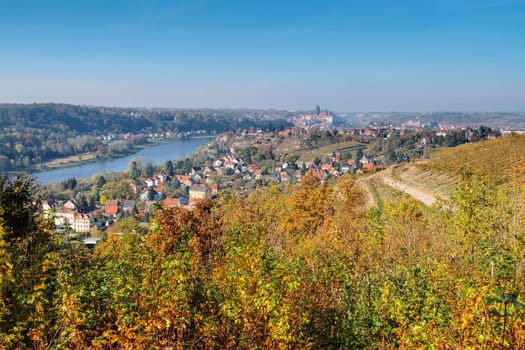 View of Meissen city in autumn, Saxony, Germany
