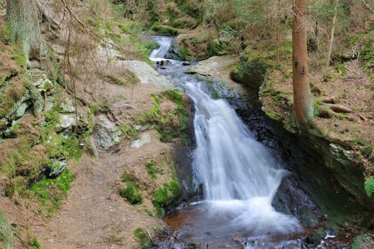 waterfall Rissfall in the Vogtland landscape, Saxony in Germany