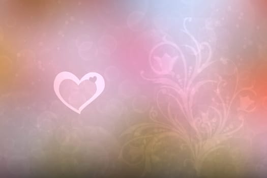 Valentines or wedding day card template. Abstract delicate love romantic holiday gradient pink orange background texture with hearts. Beautiful backdrop with space.
