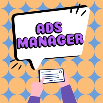 Handwriting text Ads Manager, Business overview oversee and control the various advertising activities