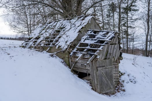 The old abandoned basement in Lithuanian village.
