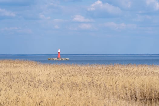 Lighthouse located in Pervalka on the Curonian Spit, located in between the Curonian Lagoon (to the east) and the Baltic Sea (to the west) located in Lithuania.