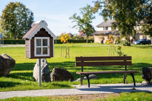 Free book sharing mini house in the garden