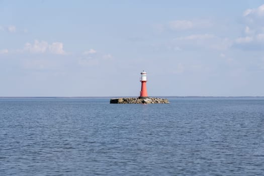 Lighthouse located in Pervalka on the Curonian Spit, located in between the Curonian Lagoon (to the east) and the Baltic Sea (to the west) located in Lithuania.