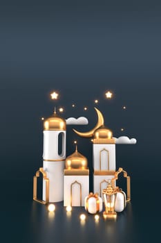 Ramadan Kareem Greeting Background Islamic 3d illustration design