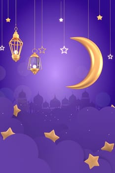 Ramadan Kareem Greeting Background Islamic 3d illustration design