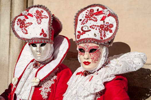 VENICE, ITALY - Febrary 6 2018: The masks of the Venice carnival 2018.