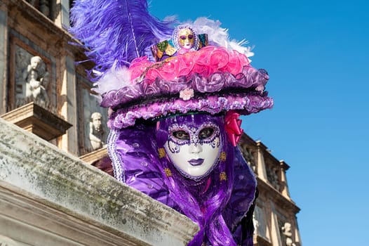 VENICE, ITALY - Febrary 6 2018: The masks of the Venice carnival 2018.