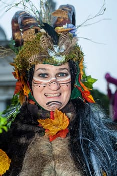 VENICE, ITALY - Febrary 6 2018: The masks of the Venice carnival 2018.
