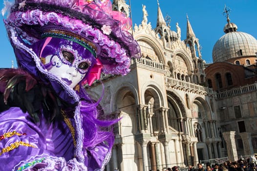 VENICE, ITALY - Febrary 6 2018: The masks of the Venice carnival 2018.