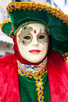 VENICE, ITALY - Febrary 6 2018: The masks of the Venice carnival 2018.