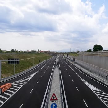 Brand new Empty highway view. No traffic. Transportation background