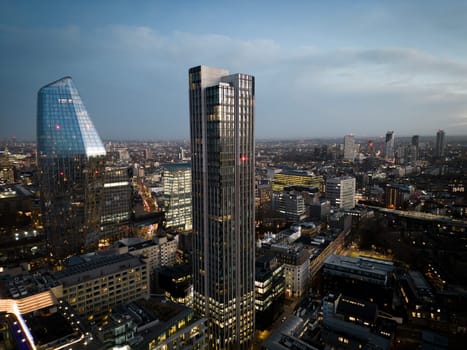 London in the evening - beautiful aerial view at sunset - LONDON, UNITED KINGDOM - DECEMBER 20, 2022