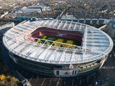 Emirates Stadium - home of Arsenal London soccer club - aerial view - travel photography