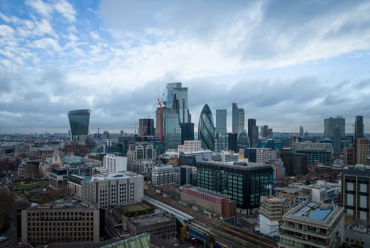 City of London from above - LONDON, UNITED KINGDOM - DECEMBER 20, 2022