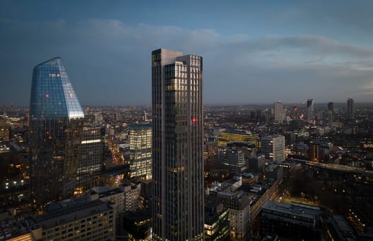London in the evening - beautiful aerial view at sunset - LONDON, UNITED KINGDOM - DECEMBER 20, 2022