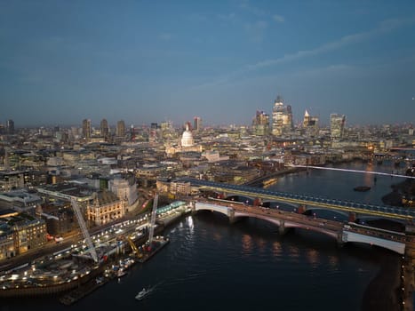London in the evening - beautiful aerial view at sunset - LONDON, UNITED KINGDOM - DECEMBER 20, 2022