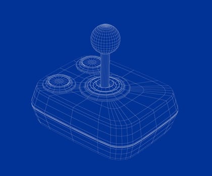 3D wire-frame model of retro computer joystick