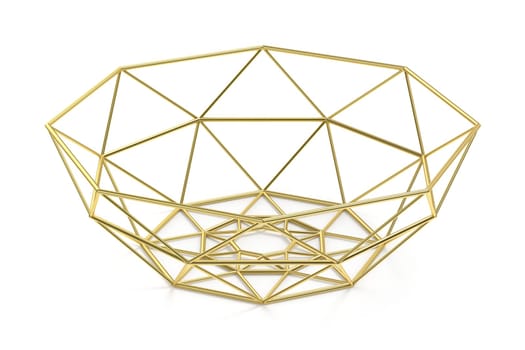 Luxury golden fruit bowl on white background