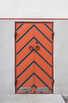 middle ages wooden orange door