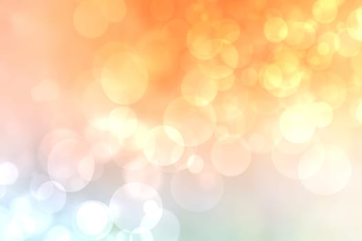 Abstract blurred fresh vivid spring summer light delicate pastel yellow pink orange bokeh background texture with bright circular soft color lights and stars. Beautiful backdrop illustration.