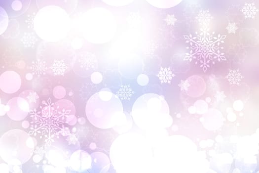 Abstract blurred festive delicate winter christmas or Happy New Year background with shiny blue pink and white bokeh lighted stars. Space for your design. Card concept.