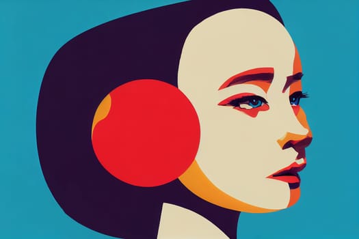Illustration of artificial intelligence, head with a big brain, futuristic machine, alien or robot woman, science concept, generative ai