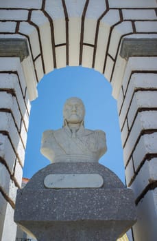La Albuera, Spain - Jun 12th, 2021: Monument to General Castanos, commander of the Spanish army in La Albuera Battle, 1811. Badajoz, Spain