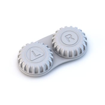 Lens case 3D rendering illustration isolated on white background