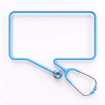 Rectangular horizontal stethoscope comic bubble 3D rendering illustration isolated on white background