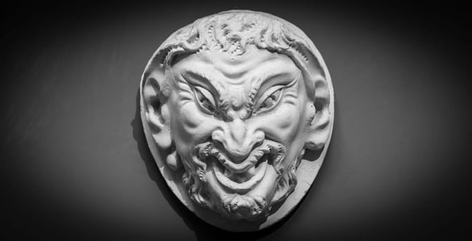 Demon head with copy space. Demonic monster evil face