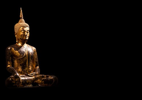 Turin, Italy - Circa August 2021: detail of Sitting Bodhisattva in meditation, 2nd century A.C.