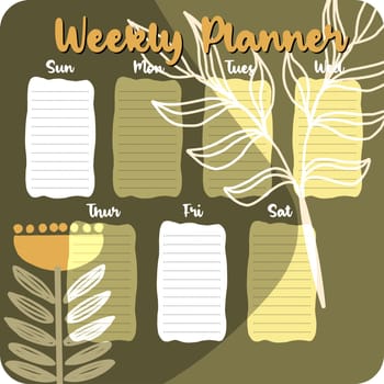 Monthly planner, weekly planner, habit tracker template and example. Template for agenda, schedule, planners, checklists, bullet journal, notebook and other stationery. Hygge theme