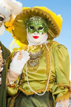 VENICE, ITALY - Febrary 6 2018: The masks of the Venice carnival 2018.