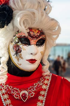 VENICE, ITALY - Febrary 6 2018: The masks of the Venice carnival 2018.