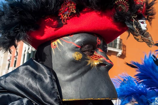 VENICE, ITALY - Febrary 6 2018: The masks of the Venice carnival 2018.