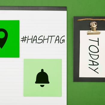 Text sign showing Hashtag, Conceptual photo Internet tag for social media Communication search engine strategy