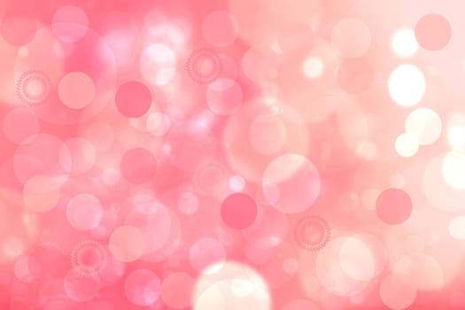 A festive abstract gradient orange pink red background texture with glitter defocused sparkle bokeh circles and stars. Card concept for Happy New Year, party invitation, valentine or other holidays.