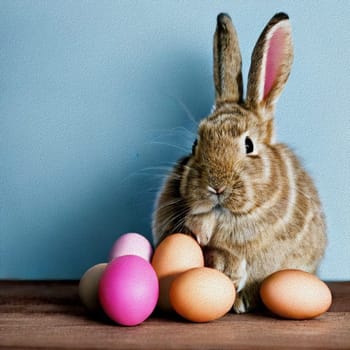 Happy Eastern with Eggs and a bunny