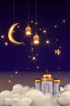 Ramadan Kareem Greeting Background Islamic 3d illustration design