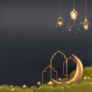 Ramadan Kareem Greeting Background Islamic 3d illustration design