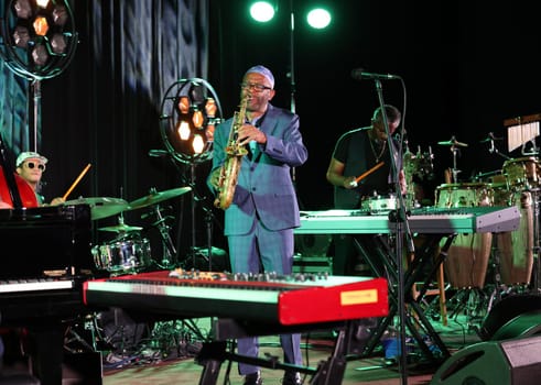 Cracow, Poland - July 08, 2022: Kenny Garrett Quintet performing live on the Kijow Centre stage at Summer Jazz Festival in Cracow, Poland