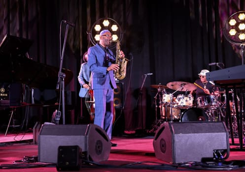 Cracow, Poland - July 08, 2022: Kenny Garrett Quintet performing live on the Kijow Centre stage at Summer Jazz Festival in Cracow, Poland