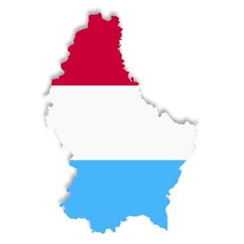 A Luxembourg flag map on white background with clipping path 3d illustration