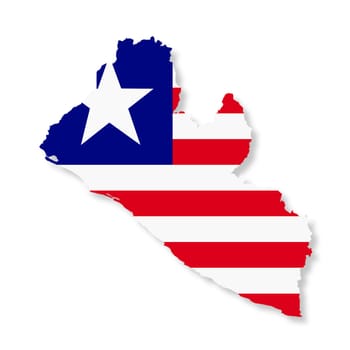 A Liberia flag map on white background with clipping path 3d illustration