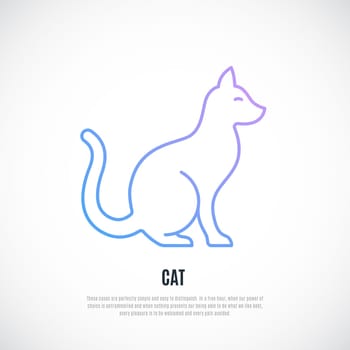 Cat silhouette isolated on white background. Simple Cat icon in line style. Vector illustration.