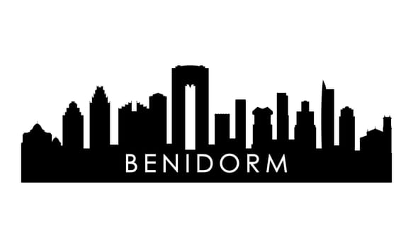 Benidorm skyline silhouette. Black Benidorm city design isolated on white background.