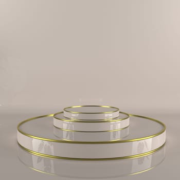 Abstract geometric podium background. Minimalist primitive shapes. Modern mockup. Blank template. Empty showcase. 3d render of shop display