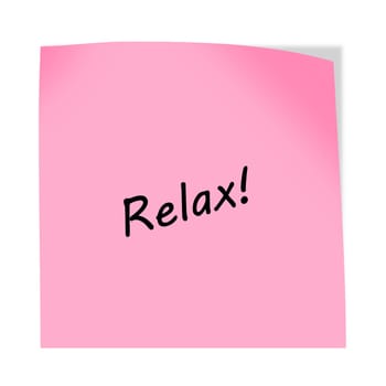 A Relax 3d illustration post note reminder on white with clipping path